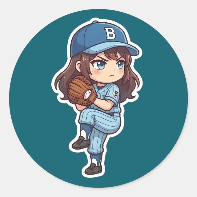 Chibi Baseball 2026 Edition - Pitcher Set Runder Aufkleber (Vorderseite)