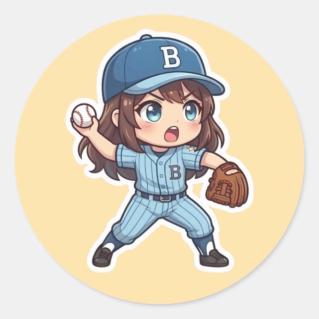 Chibi Baseball 2026 Edition - Pitcher Stride Runder Aufkleber (Vorderseite)