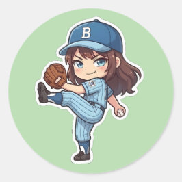 Chibi Baseball 2026 Edition - Wurfvorbereitung des Runder Aufkleber