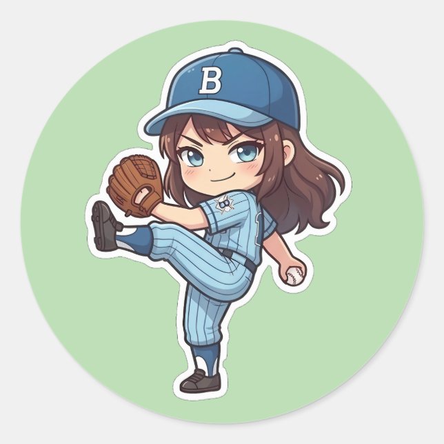 Chibi Baseball 2026 Edition - Wurfvorbereitung des Runder Aufkleber (Vorderseite)