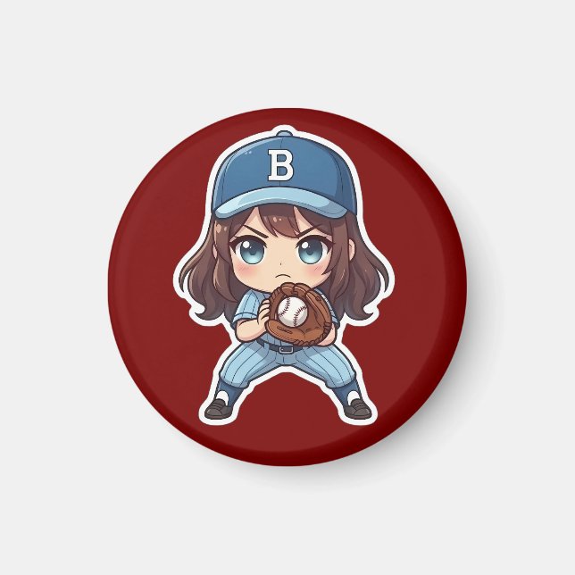 Chibi Baseball Edition - Fertige Haltung Magnet (Vorne)