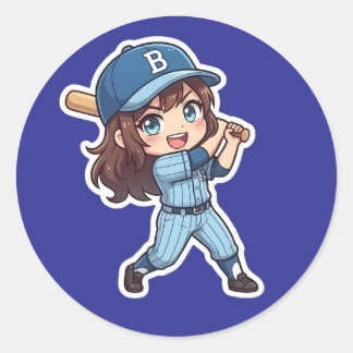 Chibi Baseball Edition - Power Swing Runder Aufkleber