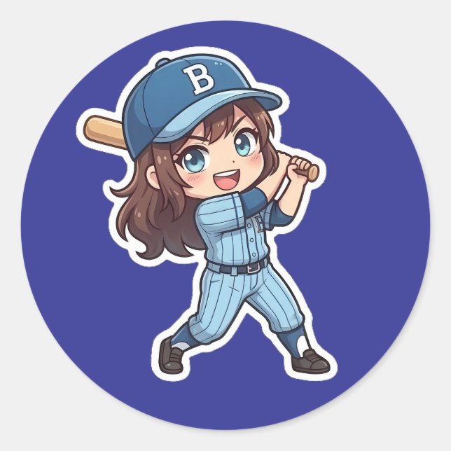 Chibi Baseball Edition - Power Swing Runder Aufkleber (Vorderseite)
