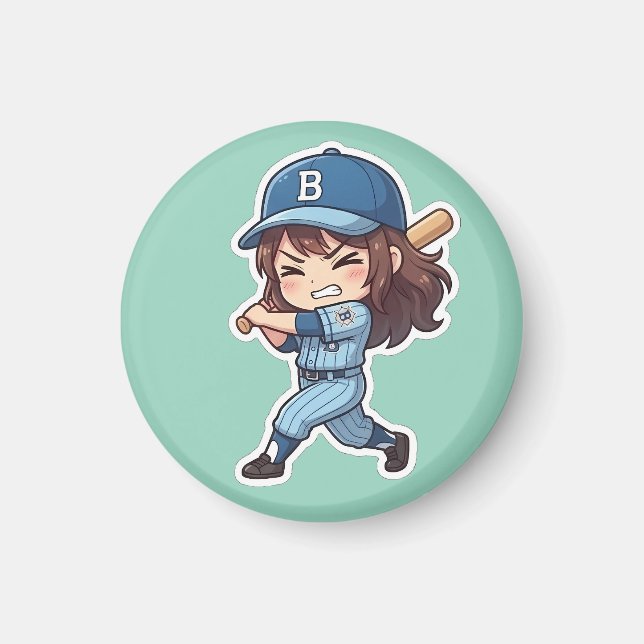 Chibi Baseball Edition - Schwerer Schlagmann Magnet (Vorne)
