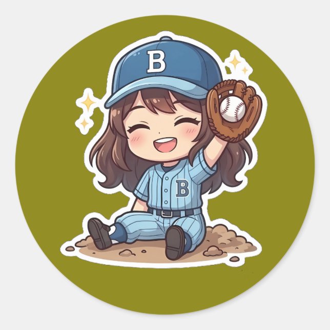 Chibi Baseball Edition - Siegreicher Fang Runder Aufkleber (Vorderseite)