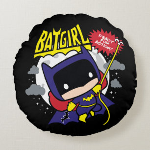 Chibi Batgirl bereit zum Handeln Rundes Kissen