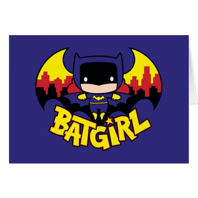 Chibi Batgirl mit Gotham Skyline & Logo (Vorderseite (Horizontal))