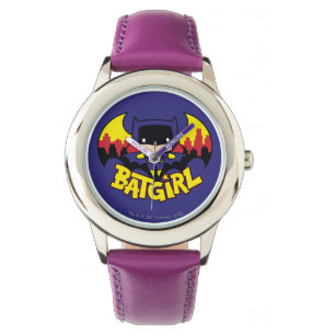 Chibi Batgirl mit Gotham Skyline & Logo Armbanduhr