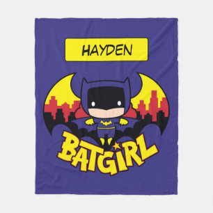Chibi Batgirl mit Gotham Skyline & Logo Fleecedecke