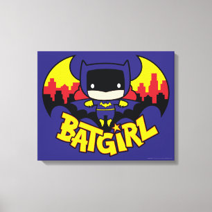 Chibi Batgirl mit Gotham Skyline & Logo Leinwanddruck