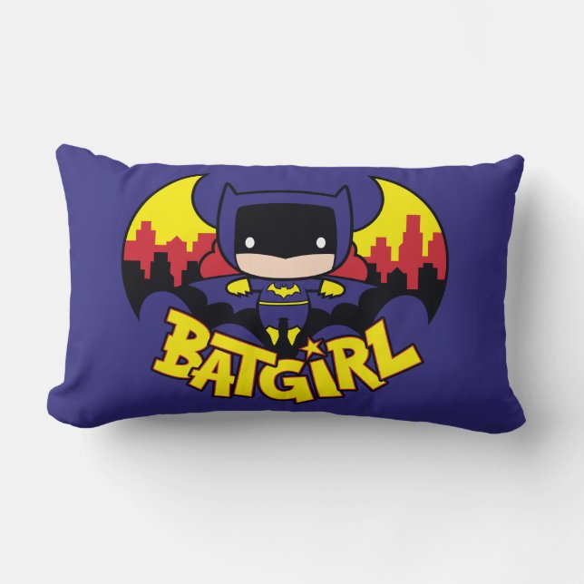 Chibi Batgirl mit Gotham Skyline & Logo Lendenkissen (Vorderseite)