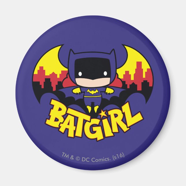 Chibi Batgirl mit Gotham Skyline & Logo Magnet (Vorne)