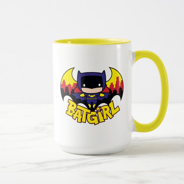 Chibi Batgirl mit Gotham Skyline & Logo Tasse (Rechts)