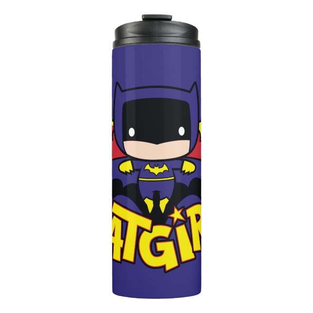 Chibi Batgirl mit Gotham Skyline & Logo Thermosbecher (Vorderseite)