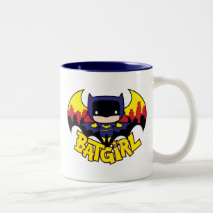 Chibi Batgirl mit Gotham Skyline & Logo Zweifarbige Tasse