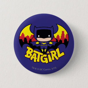 Chibi Batgirl mit Gotham Skyline und Logo Button