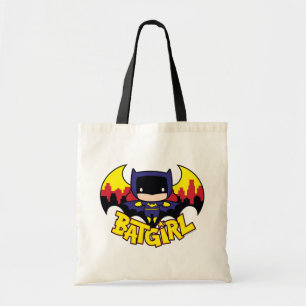 Chibi Batgirl mit Gotham-Skyline und Logo Tragetasche