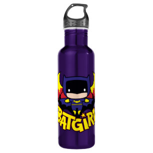 Chibi Batgirl mit Gotham Skyline und Logo Trinkflasche