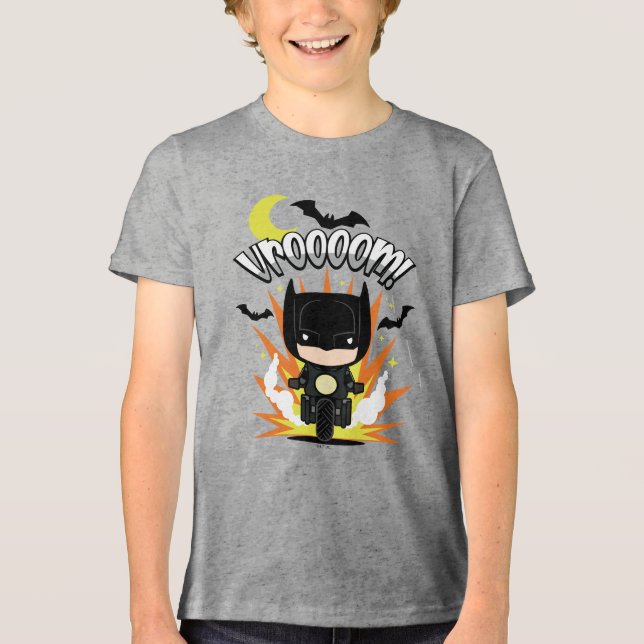 Chibi Batman Batcycle Tri-Blend Shirt (Vorderseite)