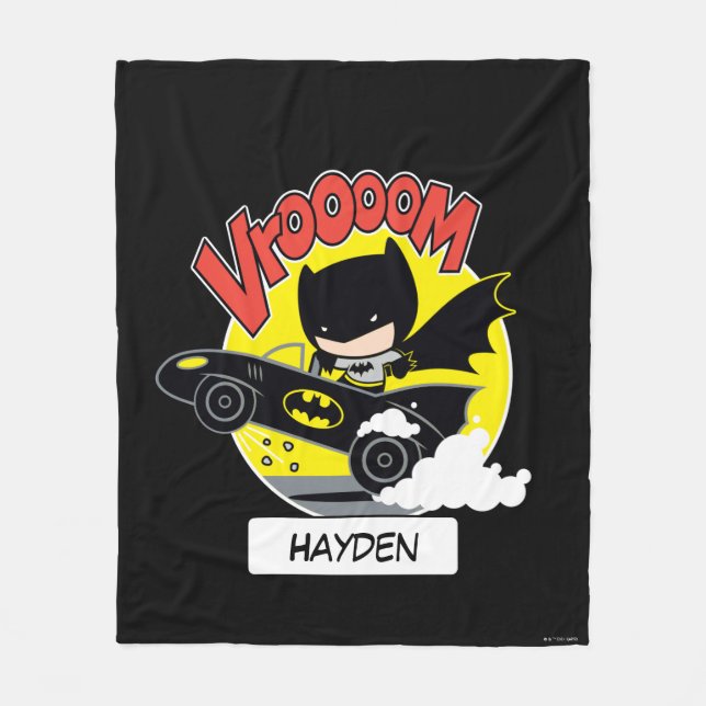 Chibi Batman In The Batmobile Fleecedecke (Vorderseite)