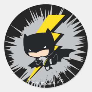 Chibi Batman Lightning Kick Runder Aufkleber