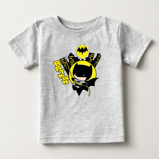 Chibi Batman skaliert die Stadt Baby T-shirt (Vorderseite)