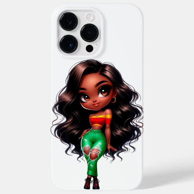 Chibi Black Girl Ipone Fall Case-Mate iPhone Hülle (Rückseite)
