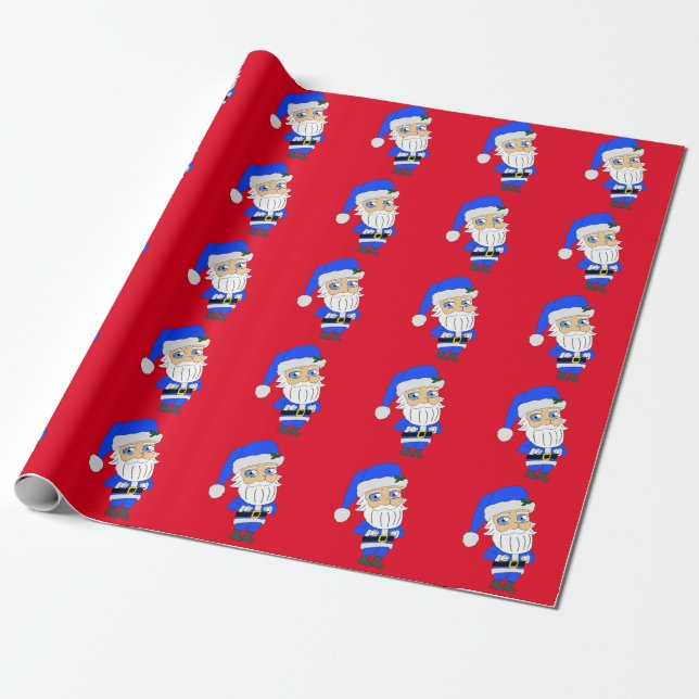 Chibi Blue Anzug Santa Geschenkpapier (Ungerollt)