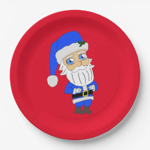 Chibi Blue Anzug Santa Pappteller