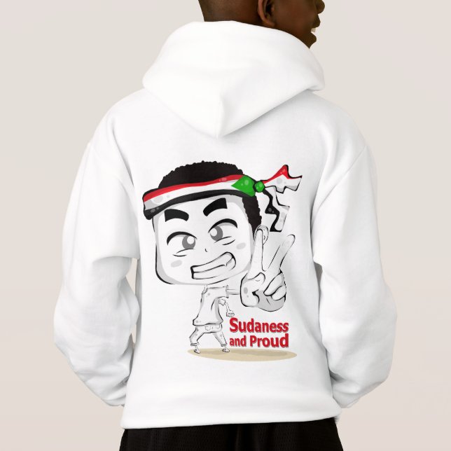 Chibi Boy mit dem Schlagband "Sudan Flag" Hoodie (Rückseite)