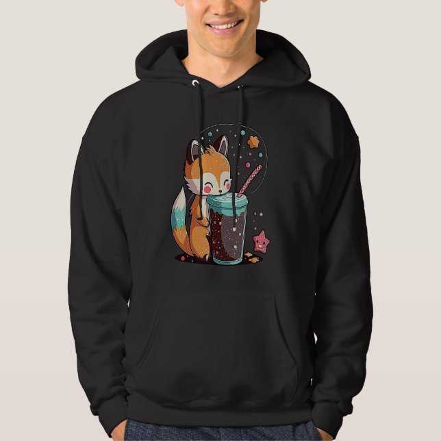 Chibi Bubble Tea Fox  Boba Tea Hoodie (Vorderseite)