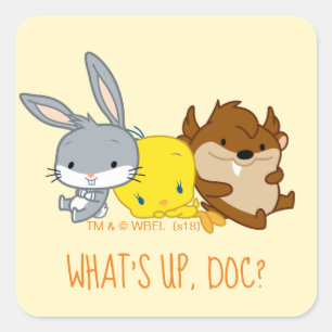 Chibi BUGS BUNNY™, TWEETY™ & TAZ™ Quadratischer Aufkleber