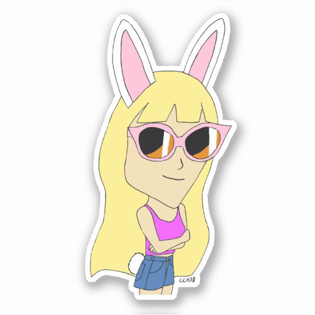 Chibi Bunnygirl Aufkleber (Vorderseite)