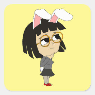 Chibi-Bunnygirl-Aufkleber Quadratischer Aufkleber