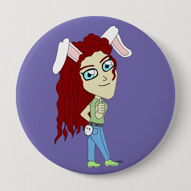 Chibi Bunnygirl gibt einen Daumen hoch Button (Vorderseite)