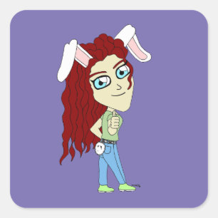 Chibi Bunnygirl gibt einen Daumen hoch Quadratischer Aufkleber
