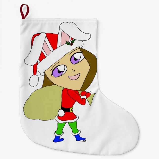 Chibi Bunnygirl Großer Weihnachtsstrumpf (Vorderseite)