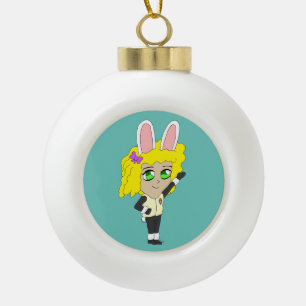 Chibi Bunnygirl Keramik Kugel-Ornament