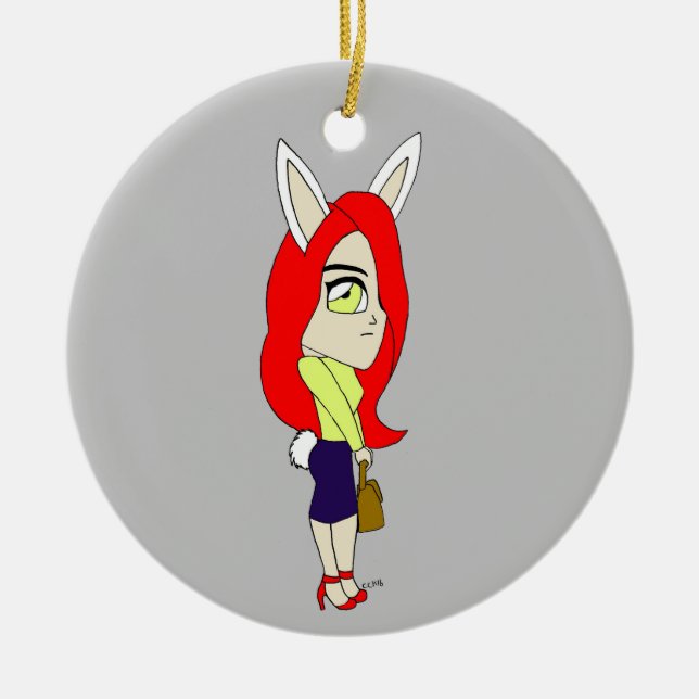 Chibi Bunnygirl Keramik Ornament (Vorne)