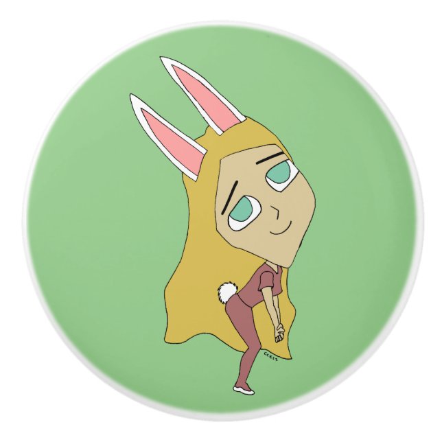 Chibi Bunnygirl Keramikknauf (Vorderseite)