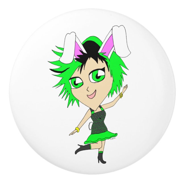 Chibi Bunnygirl Keramikknauf (Vorderseite)