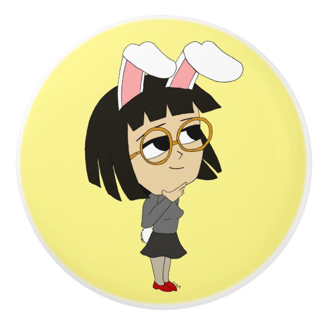 Chibi Bunnygirl Keramikknauf (Vorderseite)