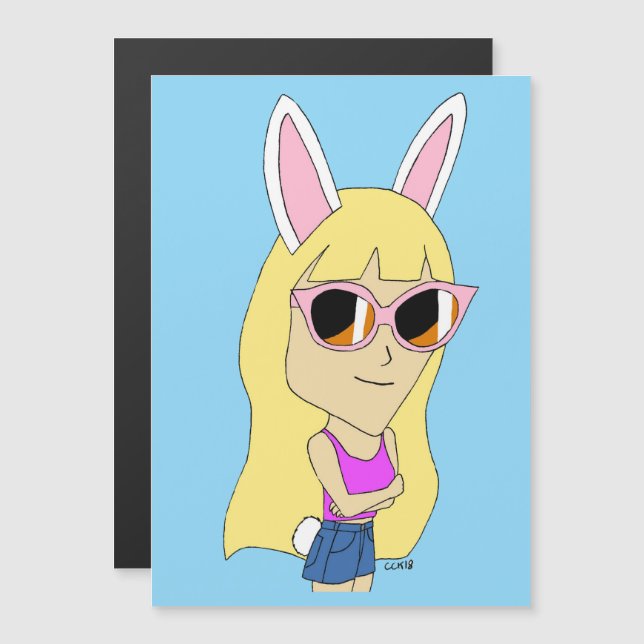 Chibi-Bunnygirl-Magnet Magnetkarte (Vorne/Hinten)