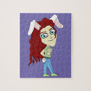Chibi-Bunnygirl mit nach oben gestrecktem Daumen Puzzle