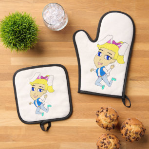Chibi Bunnygirl Ofenhandschuh & Topflappen-Set