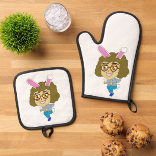 Chibi Bunnygirl Ofenhandschuh & Topflappen-Set