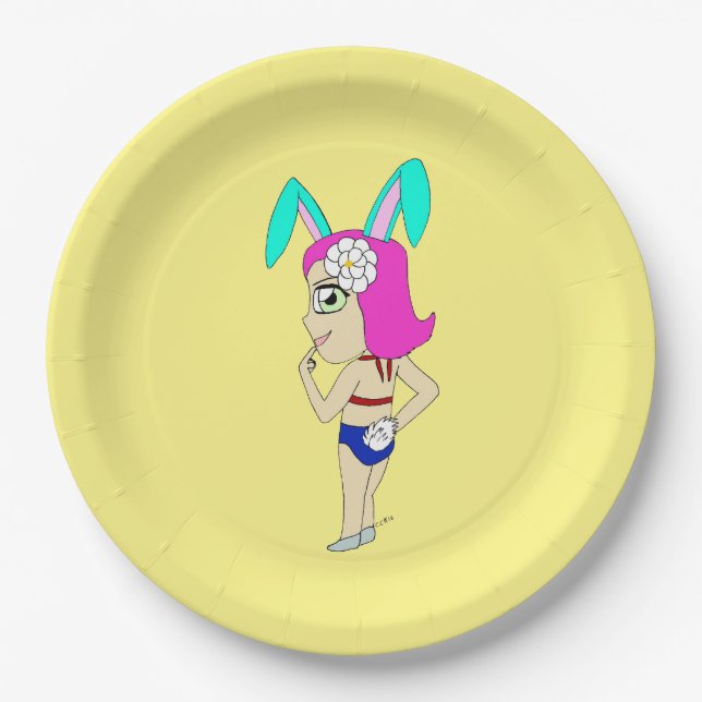 Chibi Bunnygirl Pappteller (Vorderseite)