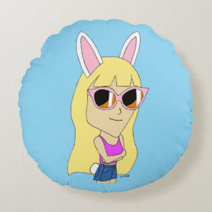 Chibi Bunnygirl Rundes Kissen