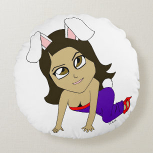 Chibi Bunnygirl Rundes Kissen
