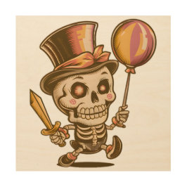 Chibi Carnival Skeleton Holzdruck